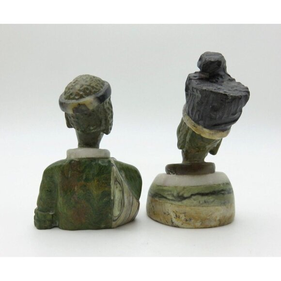 Small Stone Bust Set Colourful Hand Carved in Zimbabwe Africa 3.5" Tall - Picture 3 of 8